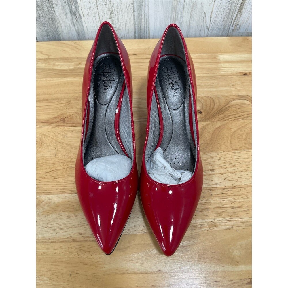 LifeStride Womens Red Patent Pointed Toe Pump 3” Stiletto Heels Comfort size 9